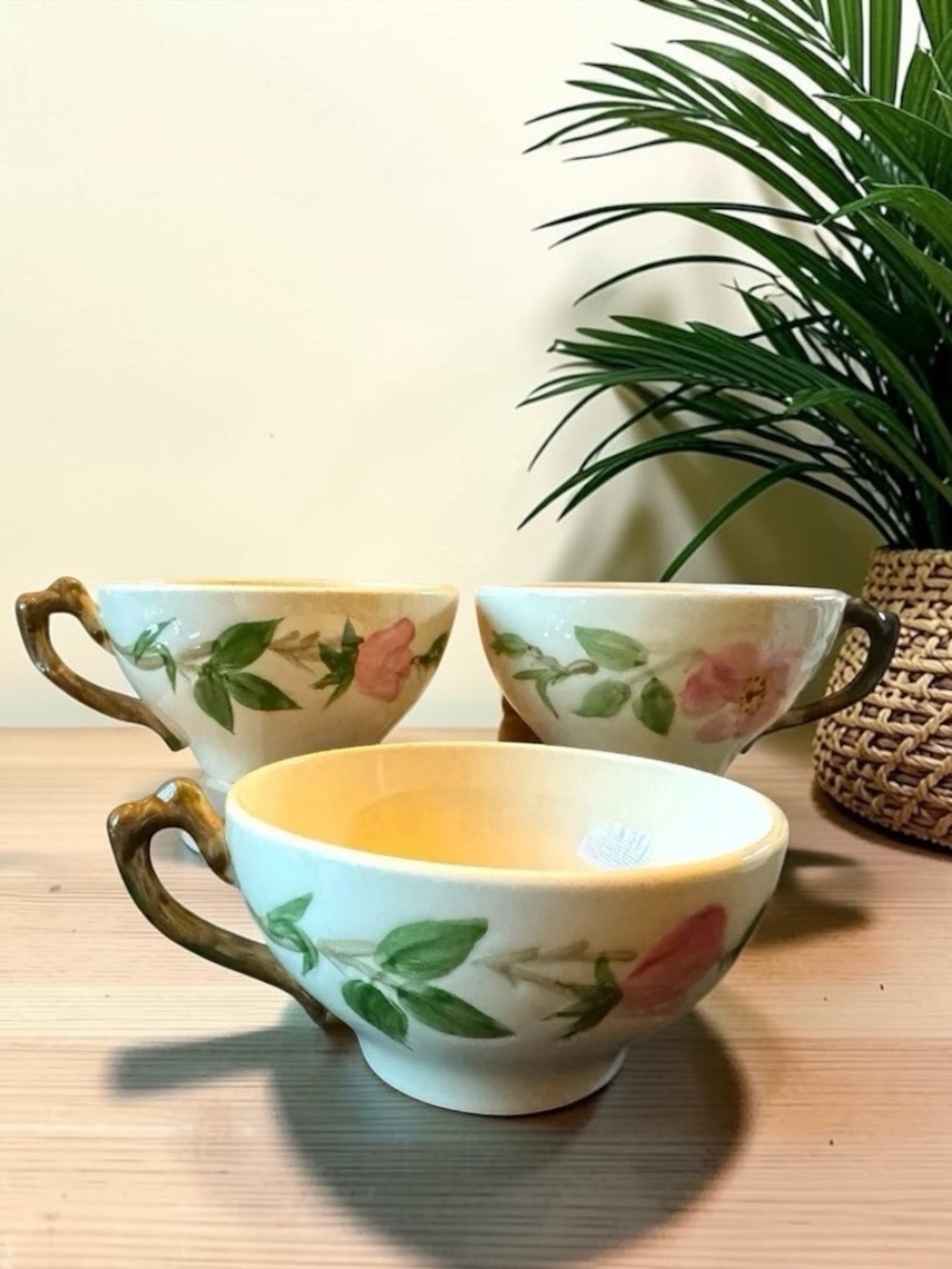 Vintage Franciscan Desert Rose Teacups - Set of 3